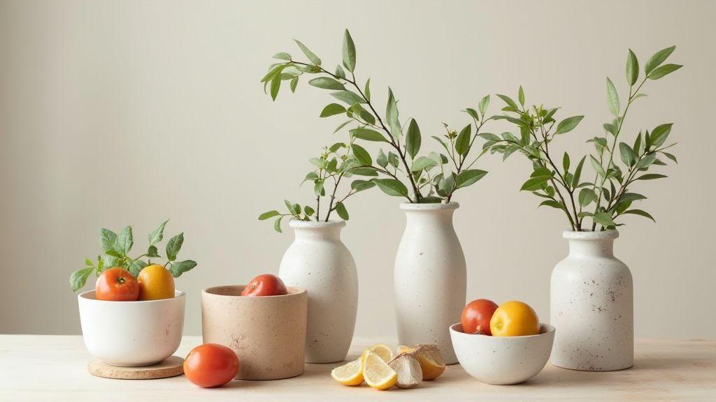 Materiais e estilos de vasos criativos para temperos